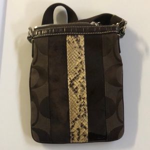 Coach brown and lizard print crossbody